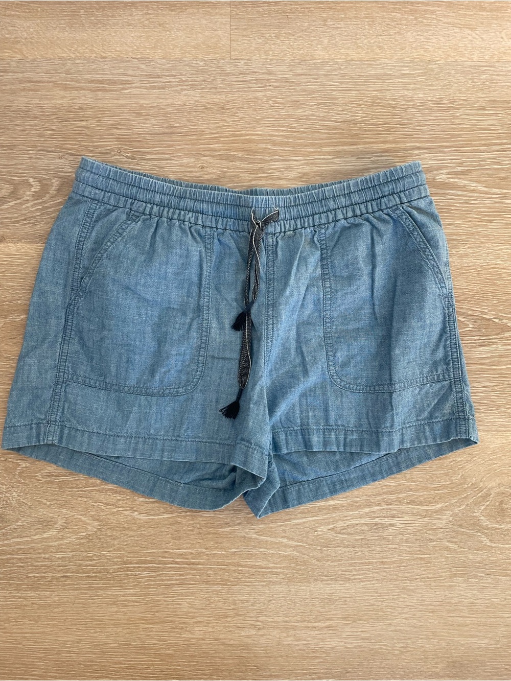 J. Crew Light Blue Chambray High-Waist Drawstring Shorts